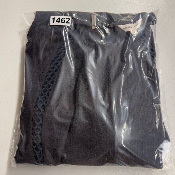 Rebecca Taylor  Charcoal Gray Mesh Panel Long Sleeve Flounce Dress - Size 0 - Picture 10 of 10